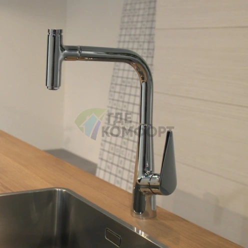 Кухонный смеситель Hansgrohe Talis Select M51 с выдвижным душем и поворотным изливом (72822000) - фото 1