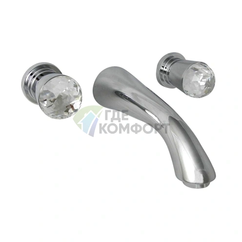 Смеситель для раковины Nicolazzi Cristallo настенный на 3 отверстия, излив 178 мм, хром (2077CR22) - фото 1