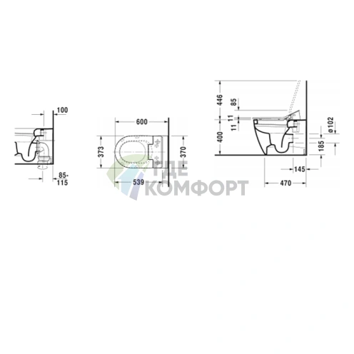 Унитаз напольный пристенный Duravit ME by Starck SensoWash с вертикальным смывом и горизонтальным выпуском (2169592000) - фото 2