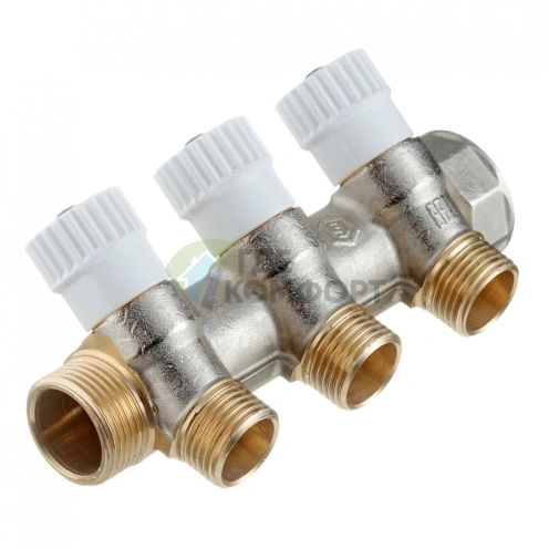 Коллектор Stout (SMB 6851 341203) 3/4 ВР(г) х 3 выхода 1/2 НР(ш) х 3/4 НР(ш) регулируeмый - фото 4