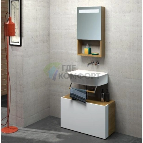 Раковина AZZURRA PRUA подвесная-накладная – 75х45 см без отверстия под смеситель, белая - фото 1