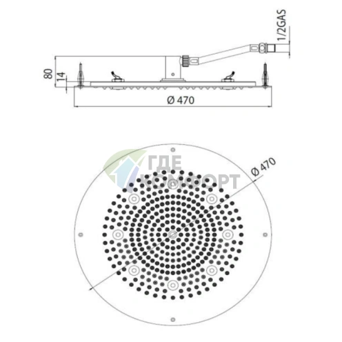 Верхний душ BOSSINI DREAM-OKI 470 мм с LED-подсветкой (H37454.030) - фото 2