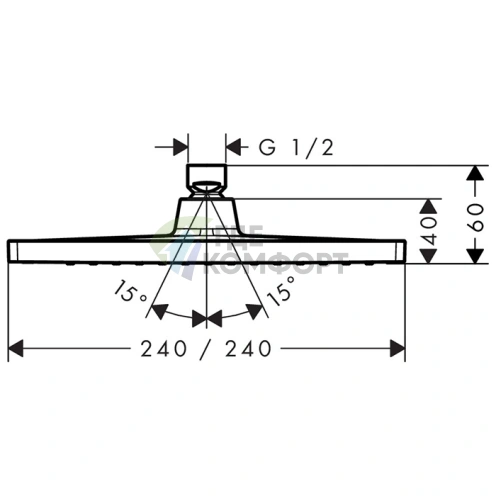 Верхний душ HG Crometta E 240x240 мм с дождевым типом струи, хром (26726000) - фото 2