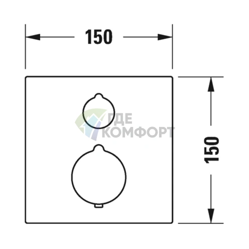 Термостатический смеситель Duravit C.1 для ванны скрытого монтажа — квадратный хром с переключателем (C15200017010) - фото 2
