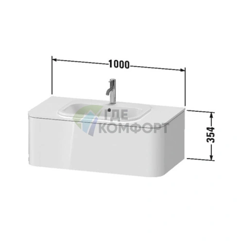 Столешница Duravit Happy D.2 Plus белая глянцевая 1000x550мм для серии тумб HP с центральным вырезом (HP031E02222) - фото 2