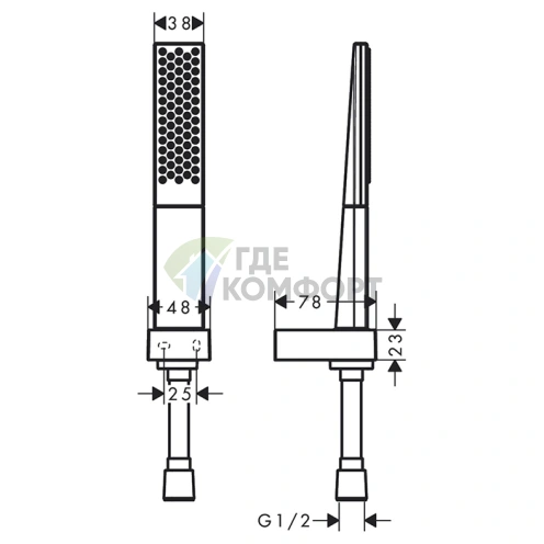 Душевой набор HG Rainfinity с лейкой и держателем, хром (26856000) - фото 2