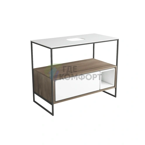 Керамическая столешница SIMAS FORIU 100x50 см белая с центральным отверстием - фото 1