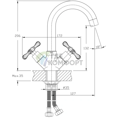 Кухонный смеситель Rush Bianki BI7650-23 для мойки - фото 2