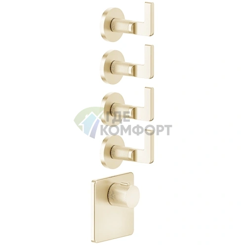 Встраиваемый термостатический смеситель GESSI INCISO на 4 выхода, золото (58218#246) - фото 1