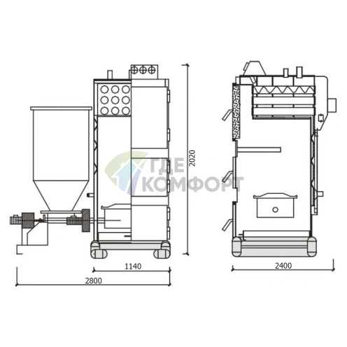 Твердотопливный напольный пеллетный котел Kentatsu Furst Vulkan Max PE-470D - фото 2