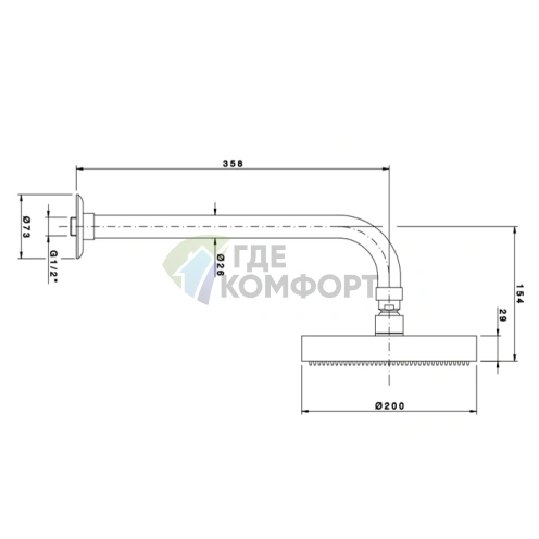 Верхний душ Nicolazzi, 20 см, хром (5704CR20) - фото 2