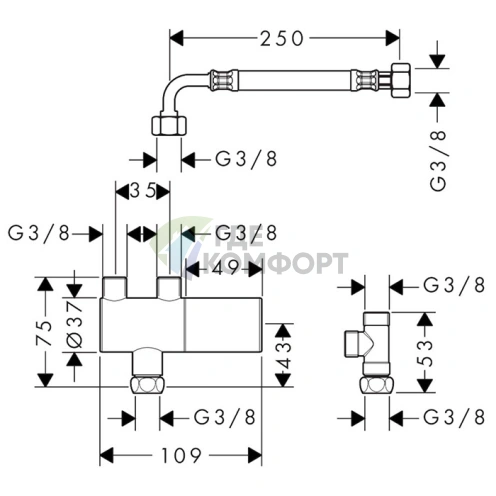 Термостат Hansgrohe Ecostat для наружного монтажа в хроме (15346000) - фото 2