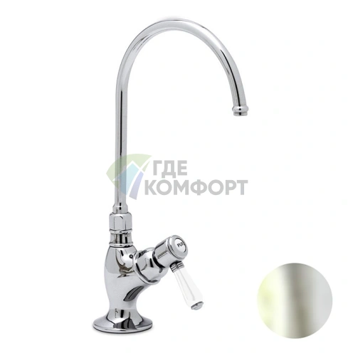 Смеситель для раковины Nicolazzi Cucina однорычажный на 1 отверстие, полированный никель, ручка Mini P.M. Blanc (1635NS12) - фото 1