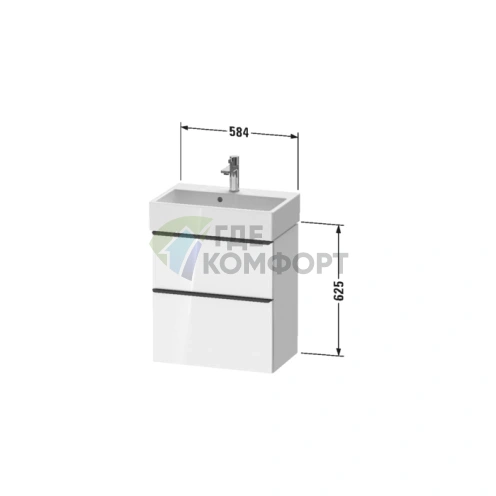 Подвесная тумбочка Duravit D-Neo: компактная, белая глянцевая (DE432902222) - фото 2