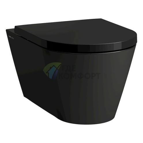 Унитаз подвесной LAUFEN KARTELL безободковый, 545х370х430 мм, покрытие LCC, черный матовый (8.2033.7.716.000.1) - фото 1