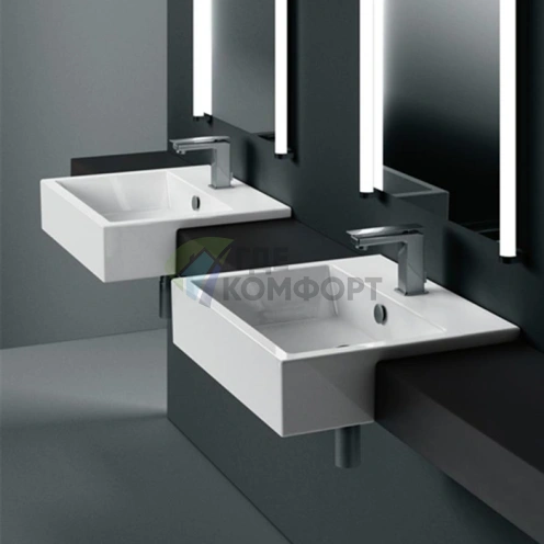 Раковина GSI Kube полувстраиваемая с переливом 55x47 см - фото 1