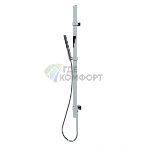 BOSSINI APICE Душевая штанга FLAT 110 см из латуни с лейкой и шлангом Cromolux 150 см в цвете хром (D48088.030) - фото 1