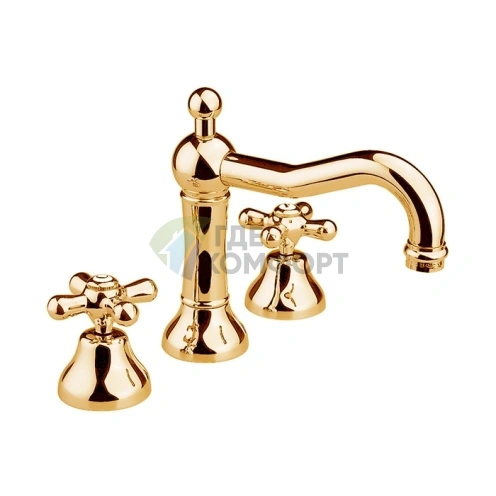 Смеситель для раковины Nicolazzi Nuova Brenta на 3 отверстия с донным клапаном, цвет Gold Brass (2509GB) - фото 1