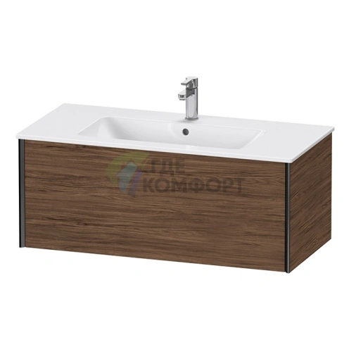 Подвесная тумба Duravit XViu 400x1010x480 мм, цвет walnut dark/черный матовый (XV40270B221) - фото 1