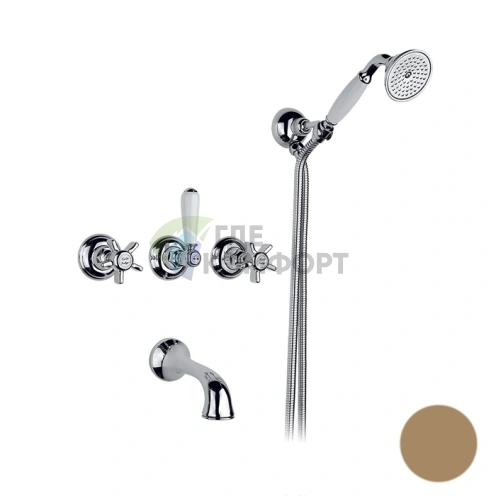 Смеситель для душа Nicolazzi Dames Anglaises встраиваемый, бронза (ручной душ, излив 160 мм) (1403BZ18) - фото 1