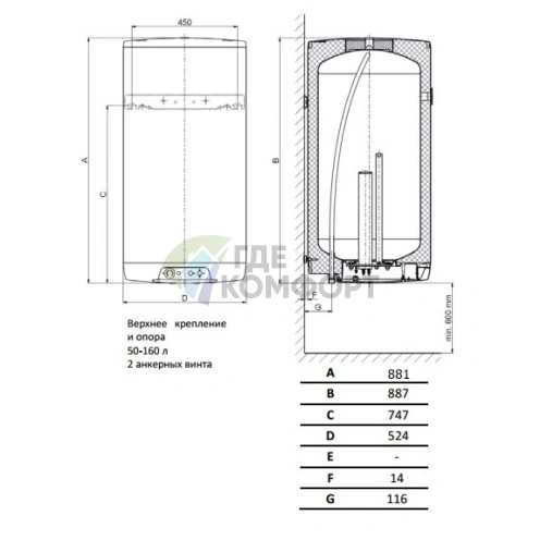 Бойлер косвенного нагрева Drazice OKCE 100 - фото 4