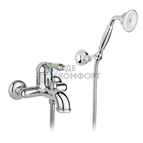 Однорычажный настенный смеситель для ванны Nicolazzi El Capitan с ручным душем в хроме (3401CR75) - фото 1