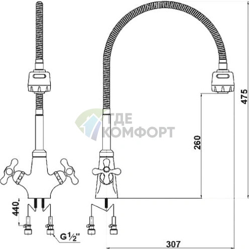 Кухонный смеситель Timo Aviator 0076FS в хроме - фото 2
