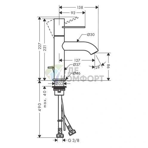 Смеситель для раковины AX Uno 100 мм в цвете шлифованное золото (38023250) - фото 2