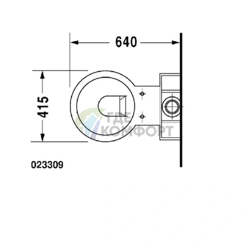 Унитаз-моноблок Duravit 640×415 мм с универсальным сливом и креплениями, белый (233090064) - фото 2