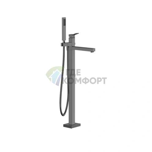 Напольный смеситель GESSI RETTANGOLO K для ванны с ручным душем, цвет Black Metal Brushed PVD (53129#707) - фото 1