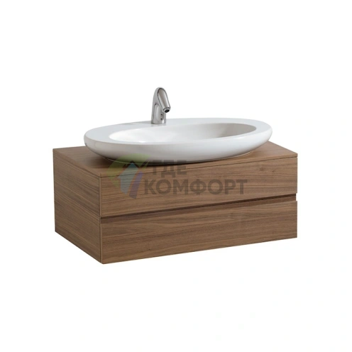 Тумба под раковину Laufen Alessi One 818972 с двумя выдвижными ящиками, 800×500×330 мм, цвет орех (4.2403.3.097.630.1) - фото 1