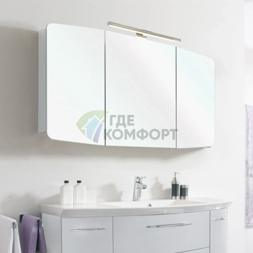 Зеркальный шкаф-купе Pelipal Cassca ComfortN 120 см с LED-подсветкой, 3 дверцами и стеклянными полками (CS-SPS05 ComfortN белый) - фото 1