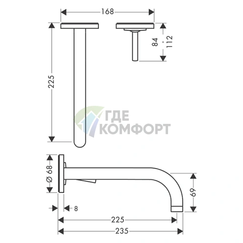 Смеситель для раковины AX Uno: полированный черный хром (38116330) - фото 2