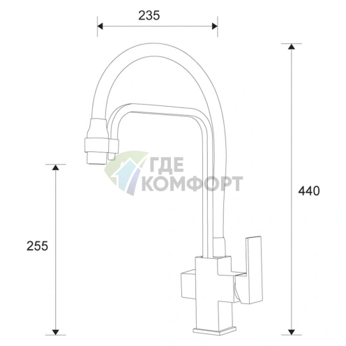 Смеситель для кухни Zorg ZR 341-6 YF однорычажный - фото 2