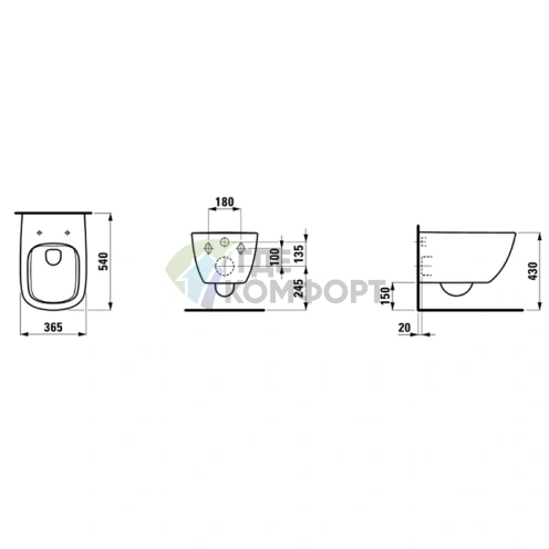 Унитаз подвесной Laufen Palomba безободковый белый 540 мм (8.2080.2.400.000.1) - фото 2