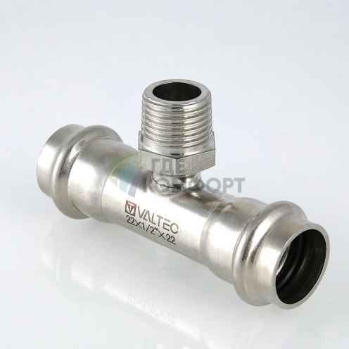 Пресс-тройник с наружной резьбой 18 х 3/4 х 18 мм из нержавеющей стали VTi.933.I.180518 VALTEC (ВАЛТЕК) - фото 2