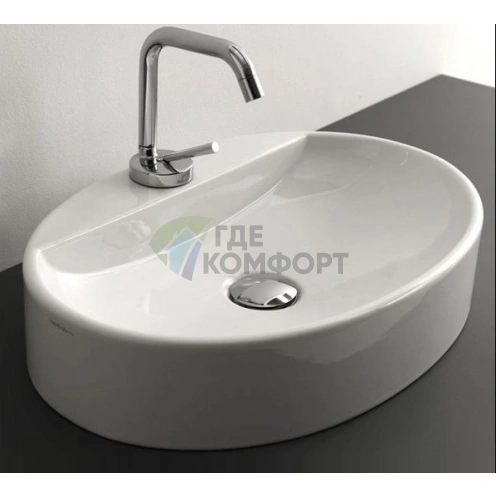 Раковина KERASAN Lavabi овальная 50x35см накладная с 1 отв под смесительитель цвет белый - фото 1