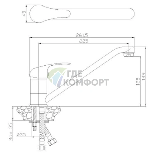 Смеситель Rossinka Y35-21 для кухни: надежный и эргономичный из латуни с высоким изливом - фото 2