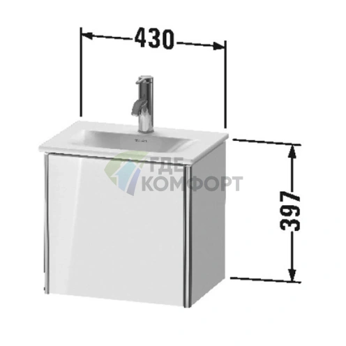 Тумба подвесная Duravit XSquare 073345 White High Gloss 397x430x308мм (XS4220R2222) - фото 2