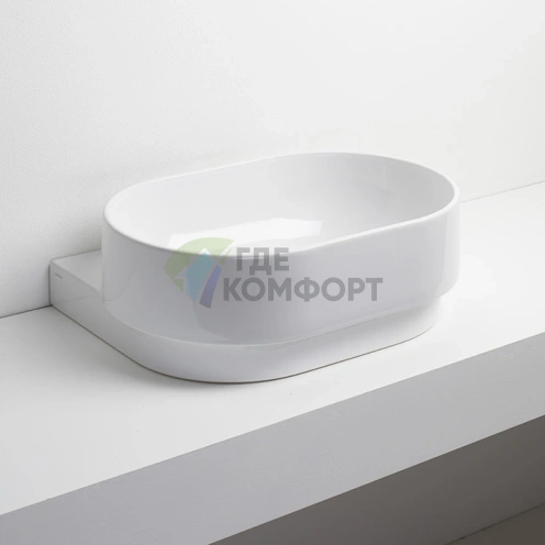 Раковина SIMAS PO-MO 56x43 см: настольная и подвесная, без отверстий и перелива, белая - фото 1