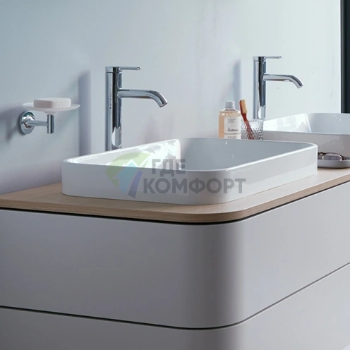 Раковина Duravit Happy D2 Plus 600x400 мм без перелива с керамической крышкой WonderGliss (23596000001) - фото 4