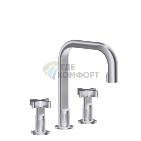 GESSI INCISO Смеситель для раковины на три отверстия без донного клапана, цвет Finox Brushed Nickel (58114#149) - фото 1