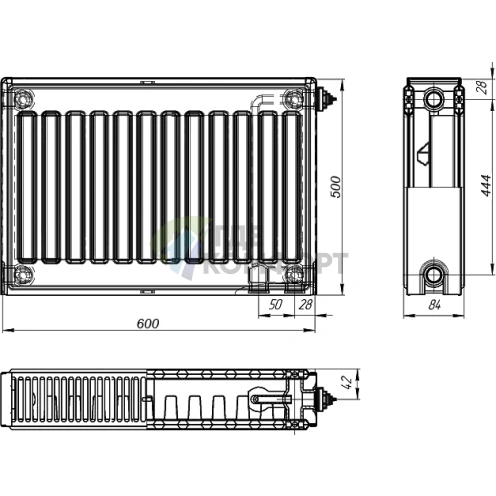 Радиатор стальной панельный Лидея ЛУ 21-506 с нижним подключением - фото 4