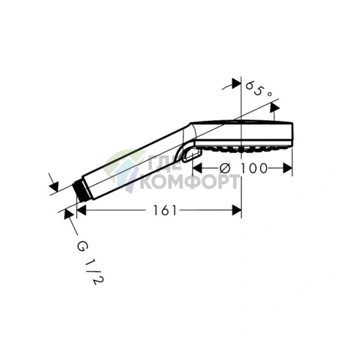Ручной душ HG Vernis Blend Vario с режимами Rain и EcoSmart, матовый черный (26340670) - фото 2