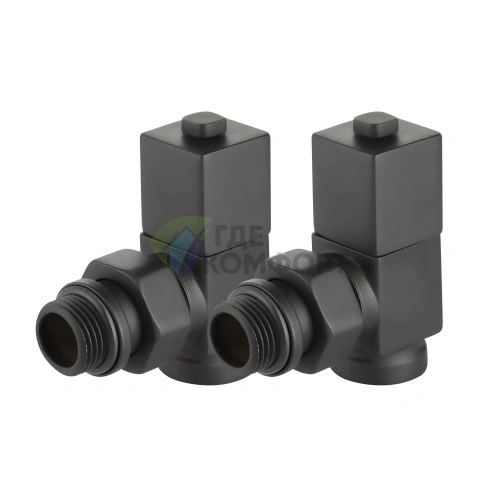 Набор дизайн-вентилей Royal Thermo CUBE 1/2 черный, RTE 56.0009, НС-1422578 - фото 3