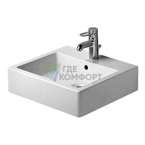 Раковина Duravit Vero Умывальник шлифованный с перел с 1 отв под смеситель включая крепление 500x470мм Цвет Черный - фото 1