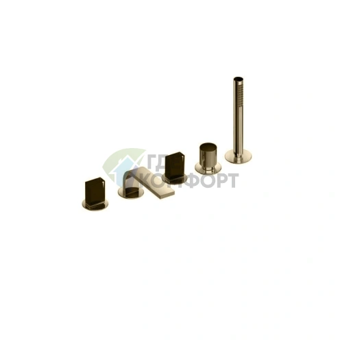 Смеситель для ванны Fantini Venezia с ручным душем, 5 отверстий, излив 160 мм, цвет золото плюс (29 01 N565S) - фото 1