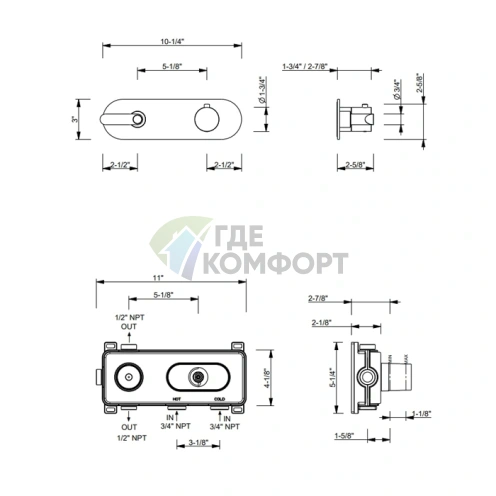 Настенный термостатический смеситель FANTINI ICONA DECO с золотым покрытием (53 P6 R873B) - фото 2