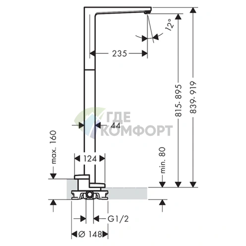 Стильный напольный излив Hansgrohe Metropol для ванны в хроме (32531000) - фото 2