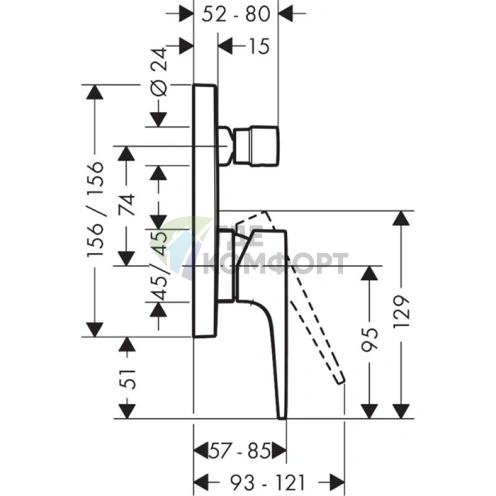Встраиваемый смеситель для ванны Hansgrohe Metropol с умным переключением и защитой от обратного потока в хроме (32546000) - фото 2